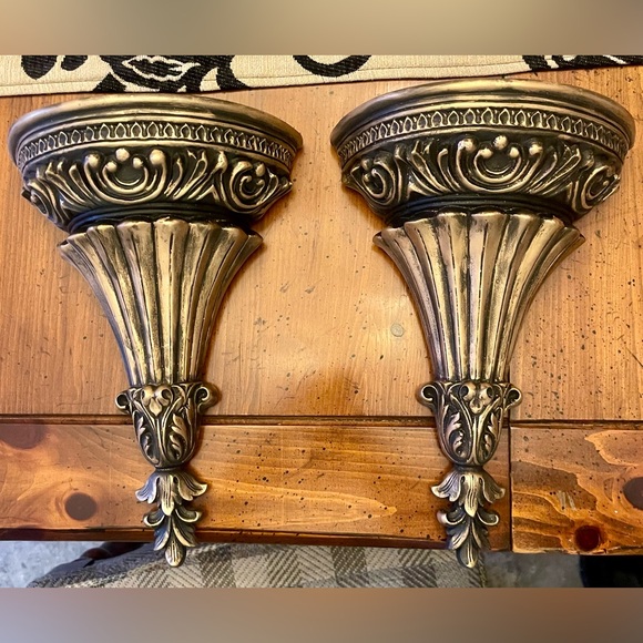 Elegant Gold and Black Italian Large Wall Sconces
